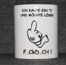 Weiße Tasse mit Spruch  